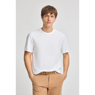 Camiseta blanca de algodón flamé y bordado Rigby Go