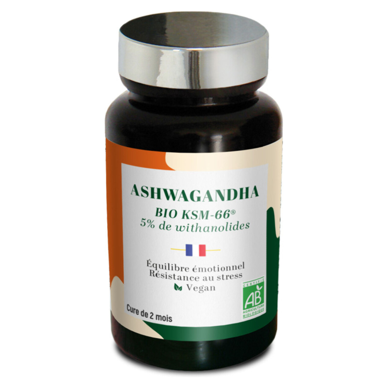NUTRI EXPERT - ASHWAGANDHA BIO KSM-66 - Complément naturel adaptogène - Anti-Stress, Fatigue, Sommeil & Concentration - Titré en Withanolides - Sans Allergènes - 60 Gélules végétales BIO