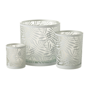 J-Line photophore Feuilles - verre - blanc - large