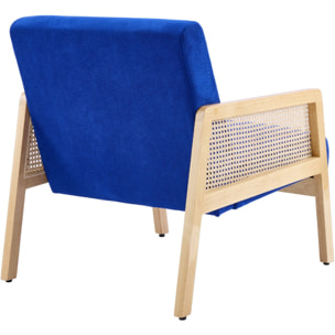 Fauteuil en cannage et velours côtelé - MANI