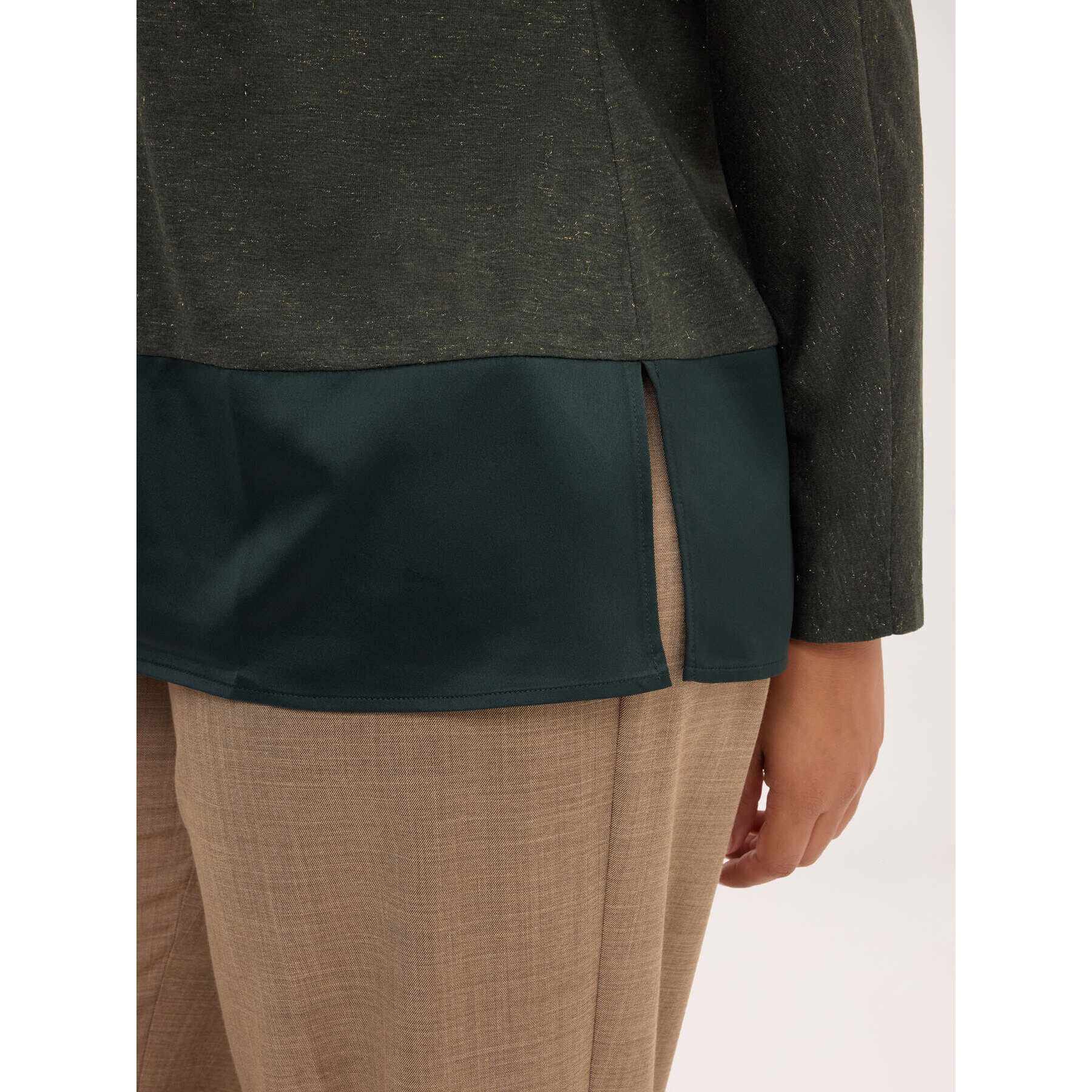 Fiorella Rubino - Camiseta bimaterial en jersey lúrex - Verde militare