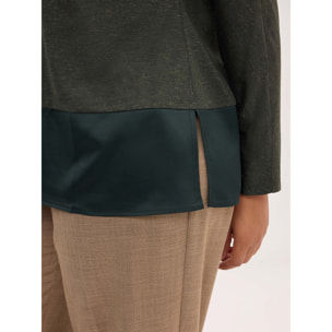 Fiorella Rubino - Camiseta bimaterial en jersey lúrex - Verde militare
