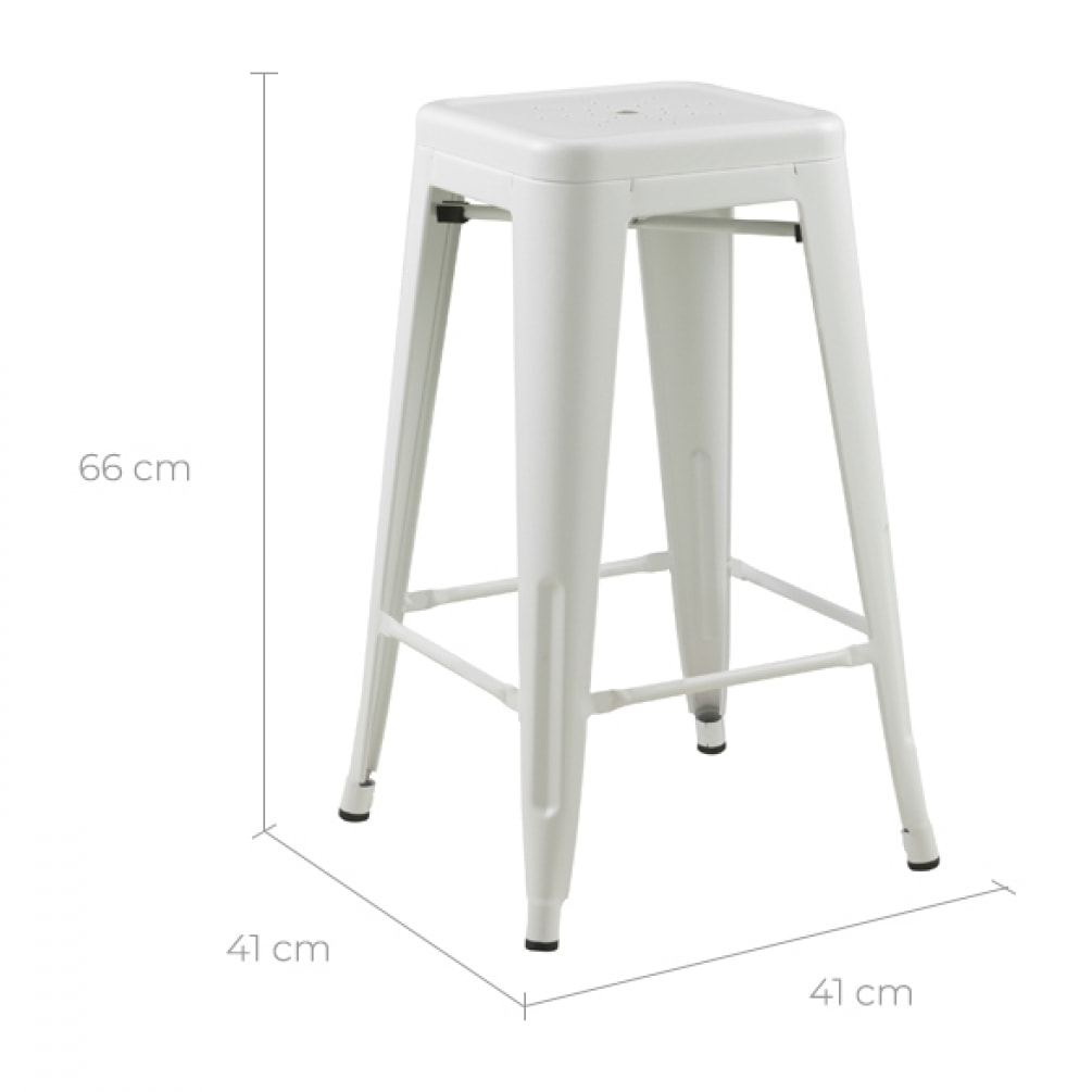 Lot de 2 tabourets pour îlot central 66 cm en métal blanc mat - Indus
