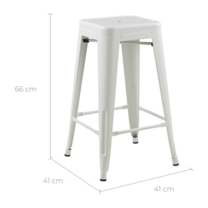 Tabouret de bar mi-hauteur Indus blanc mat 66cm (lot de 2)