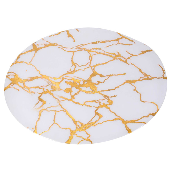 Tovaglietta in plastica bianco e oro effetto marmo tondo cm ø38