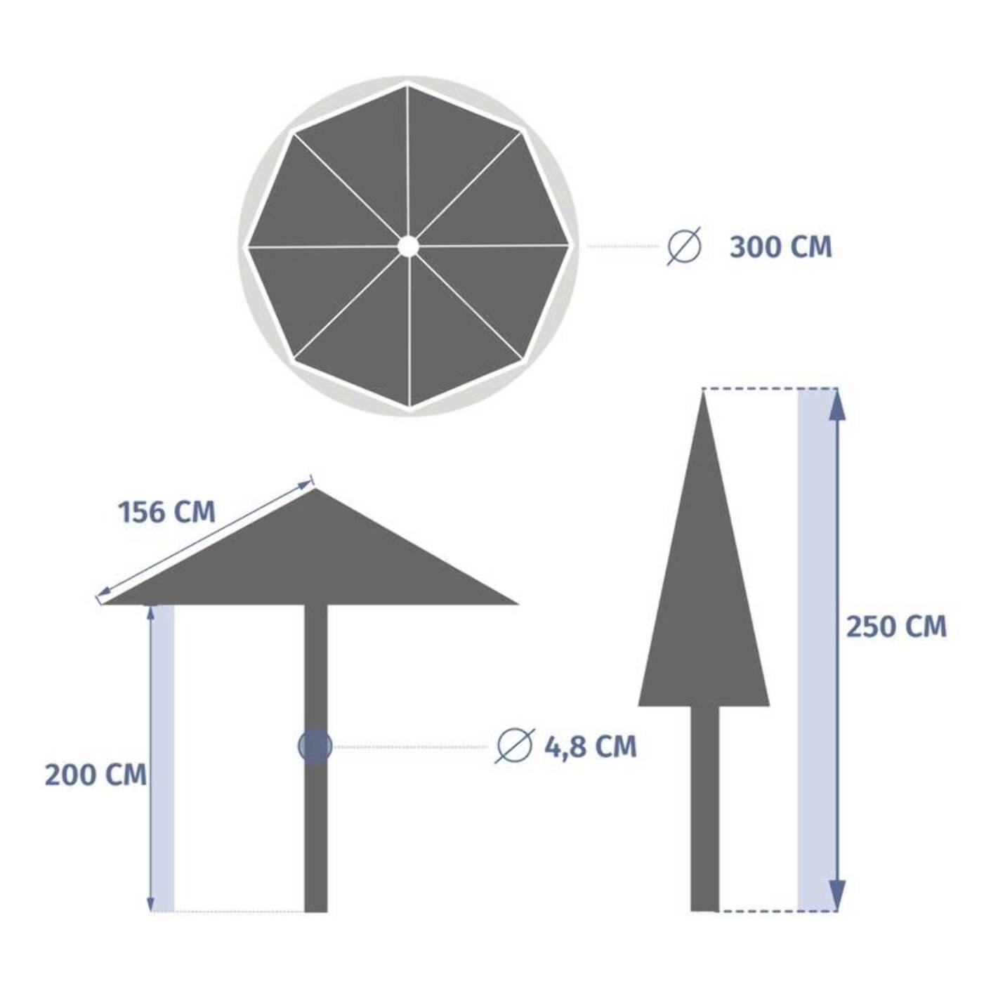Parasol droit rond inclinable Loompa 3m acajou