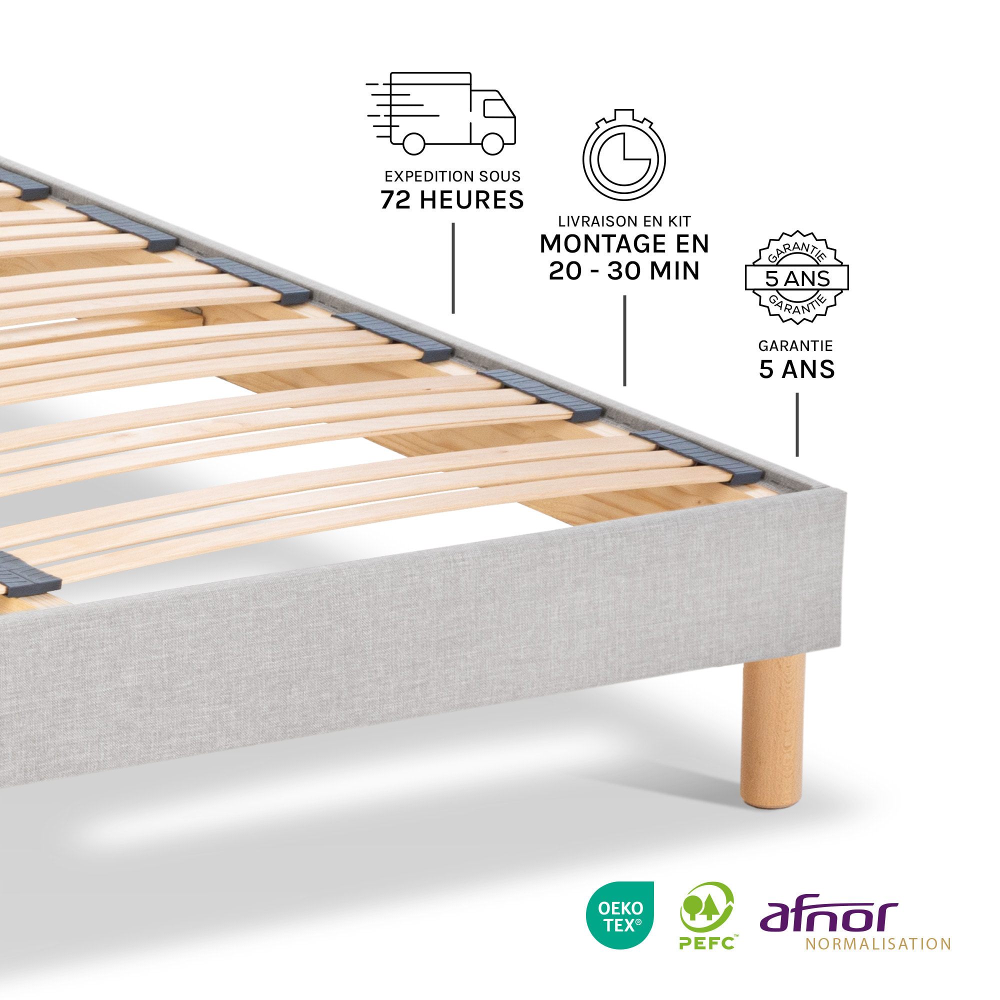 Sommier en kit Capitole | Gris clair
