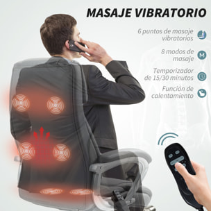 Silla de Oficina con Masaje de 6 Puntos Silla de Escritorio Giratoria con Función de Calefacción Altura Ajustable y Función de Basculante Mando a Distancia para Estudio Gris Oscuro