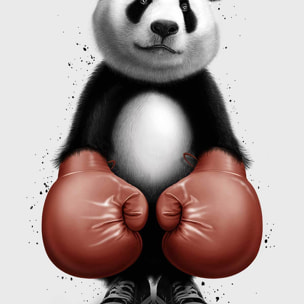 Affiche enfant panda boxer  Affiche + cadre en bois - Noir