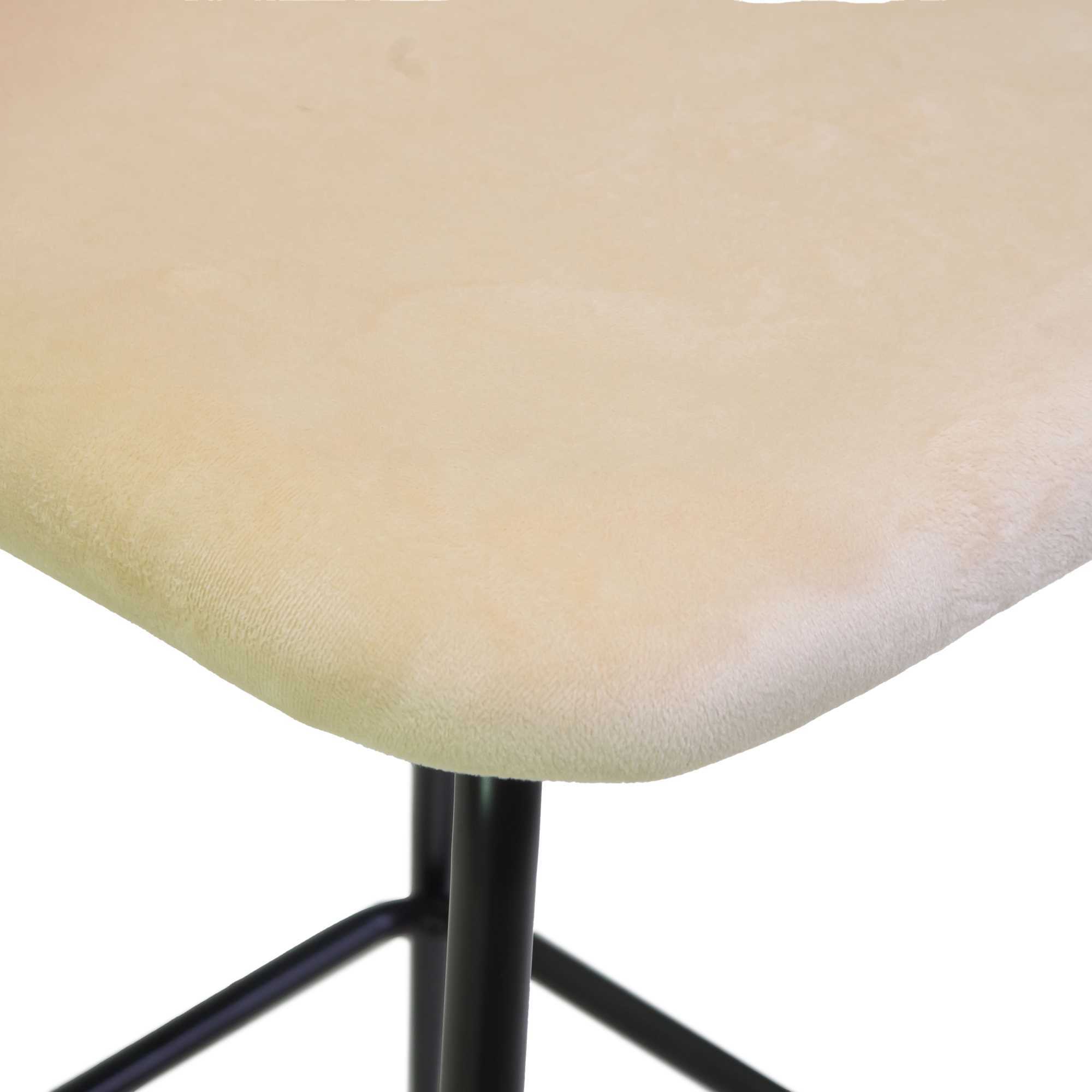 Sgabello Sammi Vacchetti in velluto crema con struttura nera cm44x48h91