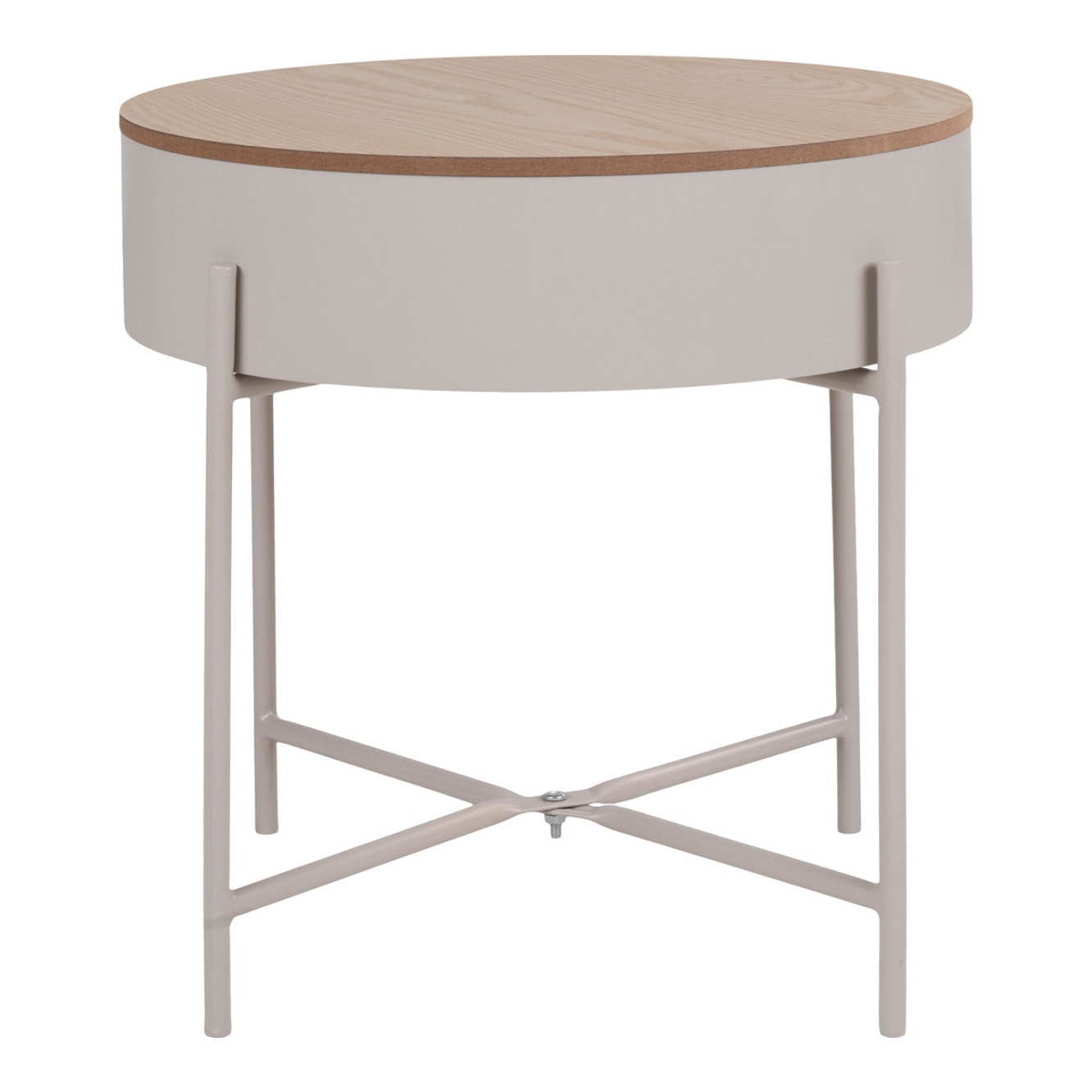 Tavolino Sisco in acciaio beige con piano naturale ø40x40 cm