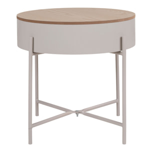 Tavolino Sisco in acciaio beige con piano naturale ø40x40 cm
