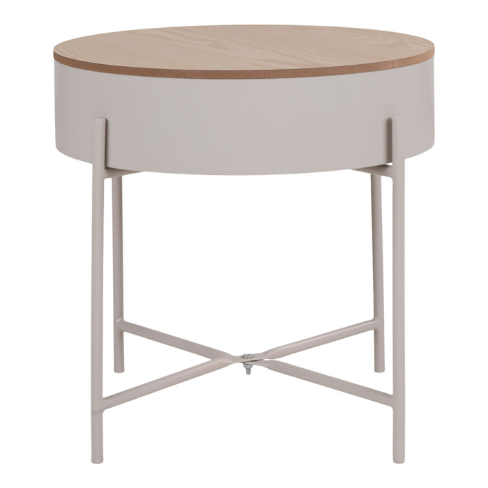 Tavolino Sisco in acciaio beige con piano naturale ø40x40 cm