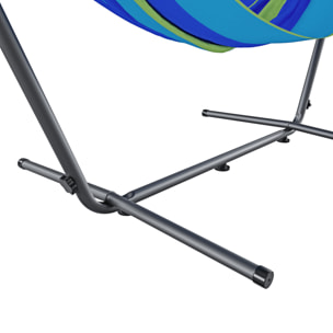 Amaca Da Giardino Con Supporto In Acciaio Portata 200 Kg Regolabile Telo Cotone Resistente Esterno Terrazzo Borsa 265x110x100 Cm Multicolore Blu