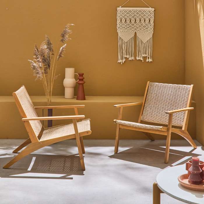Fauteuil relax bois d'acacia et résine (lot de 2) BELIZE X2