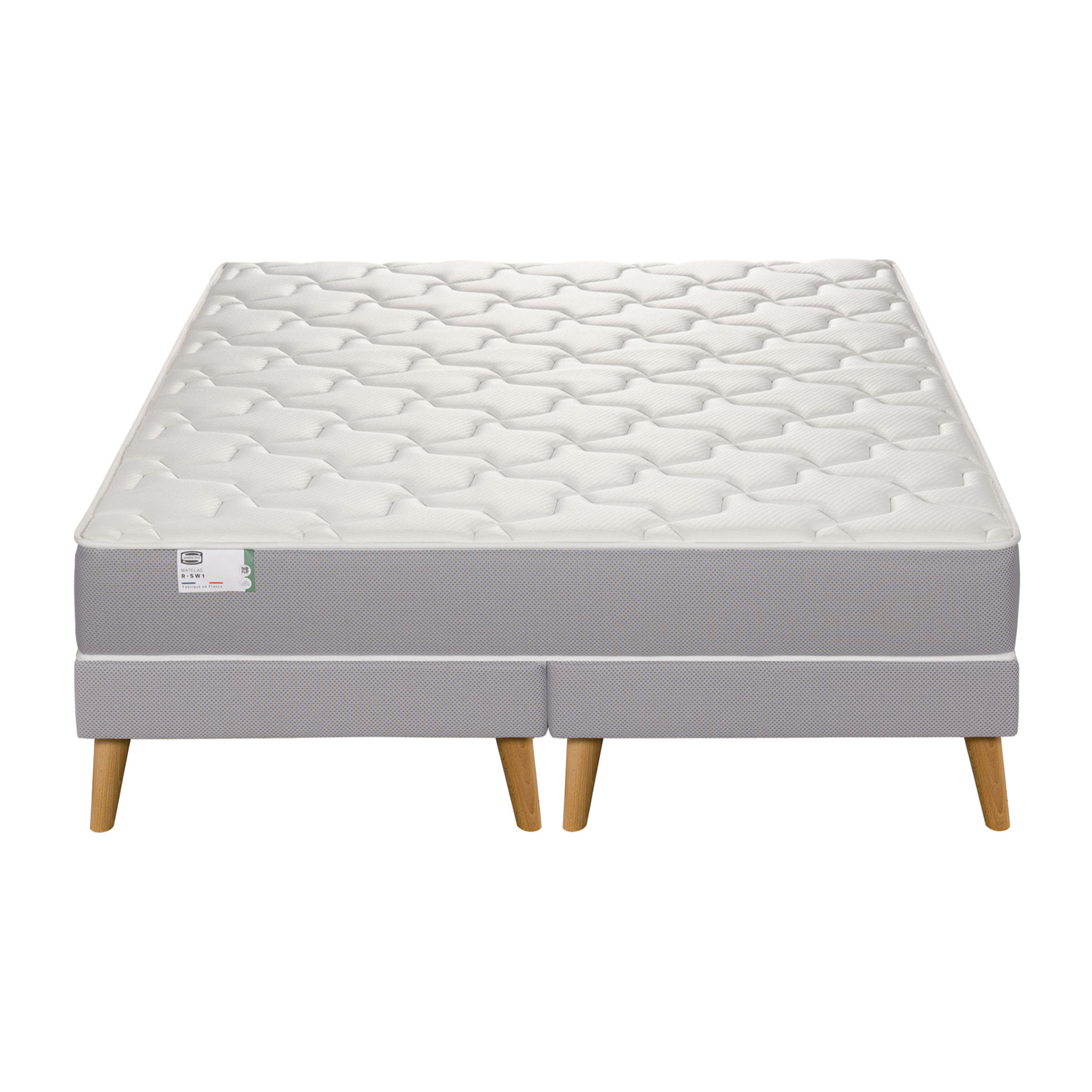 Ensemble L OPTIMAL, matelas H22 ressorts ensachés, ferme, 2 sommiers