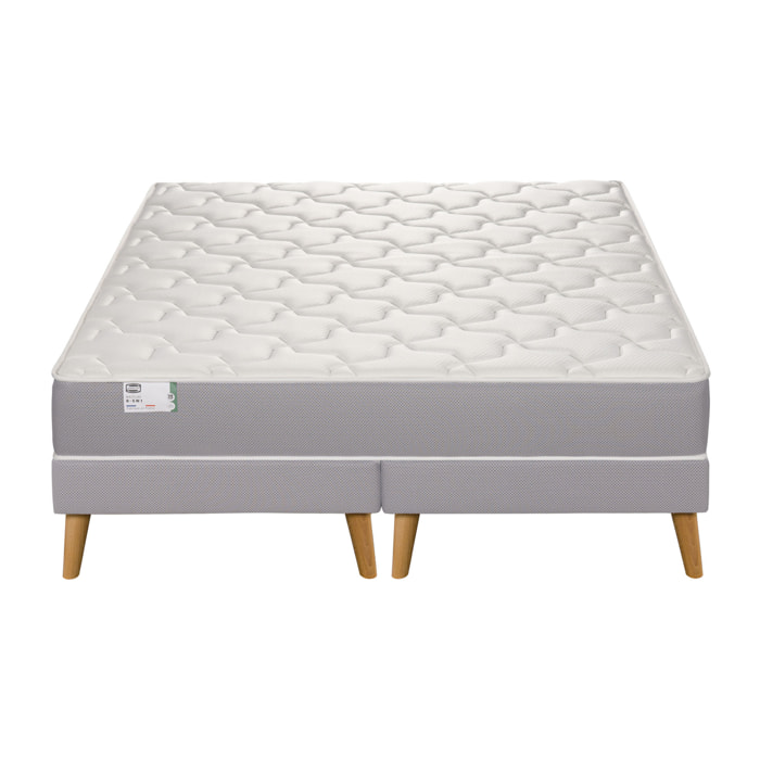Ensemble L OPTIMAL, matelas H22 ressorts ensachés, ferme, 2 sommiers