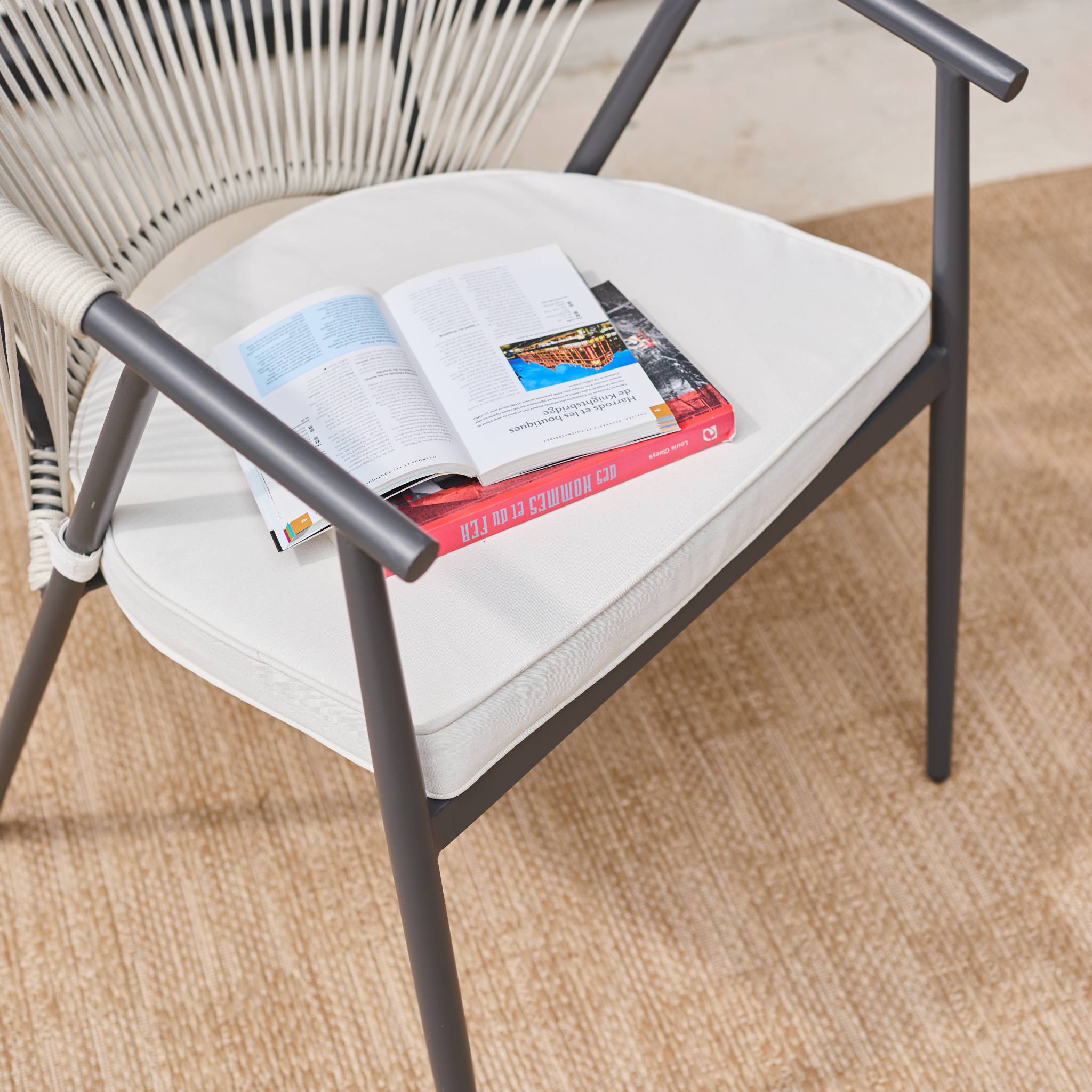 Fauteuil de jardin empilable acier et cordes (lot de 2) LIORA