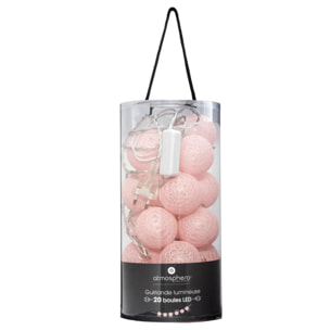 Guirlande LED 20 boules - rose L435 cm