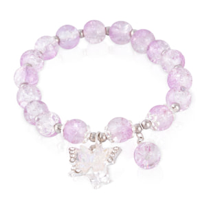 Set de 6 pulseras elásticas con cuentas de cristal y diseños amarillo, rosa, negro, azul, morado y multicolor.