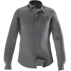 Camicia Uomo 2bottoni Button Down Doppio Collo Slim Popeline Stampato Bianco e Bordeaux