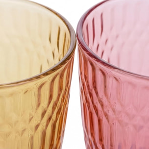 Set 6 bicchieri acqua colorati in vetro 31 cl, design moderno ed elegante, bicchieri resistenti per bibite cocktail e succhi, vetro certificato per alimenti senza piombo, lavabili in lavastoviglie