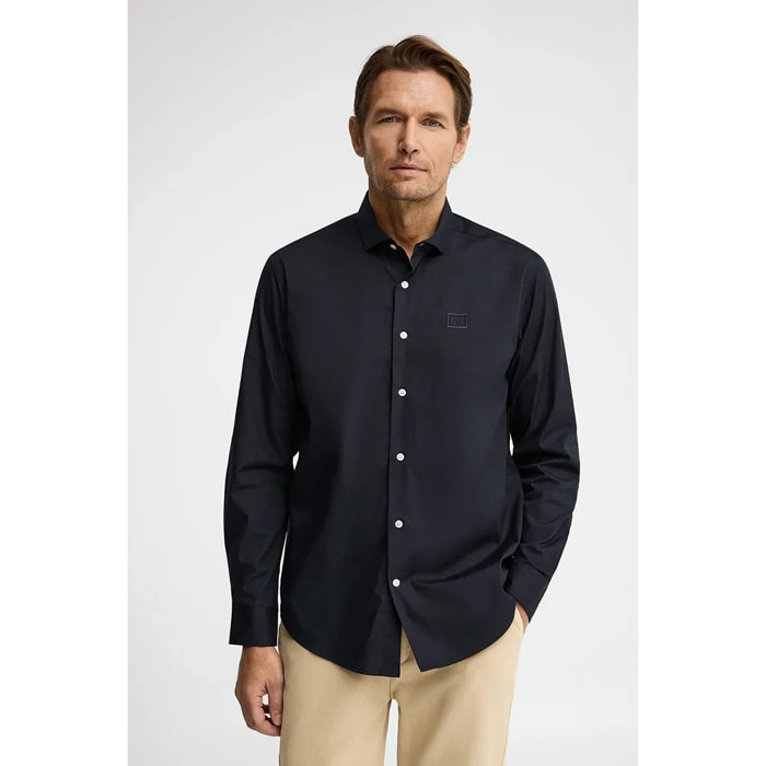 Camisa popelín azul marino de corte regular con logo Polo Club