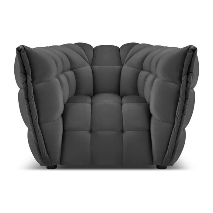 Fauteuil "Cedric" en velours gris foncé