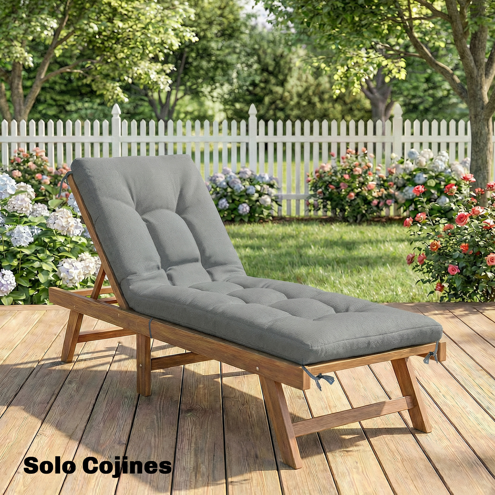 Cojín para Banco Exterior, Cojín para Banco y Tumbona de Jardín con Correas de Sujeción, Protección UV50+, Rebote Lento, para Interior y Exterior, 198x65x13 cm, Gris Claro