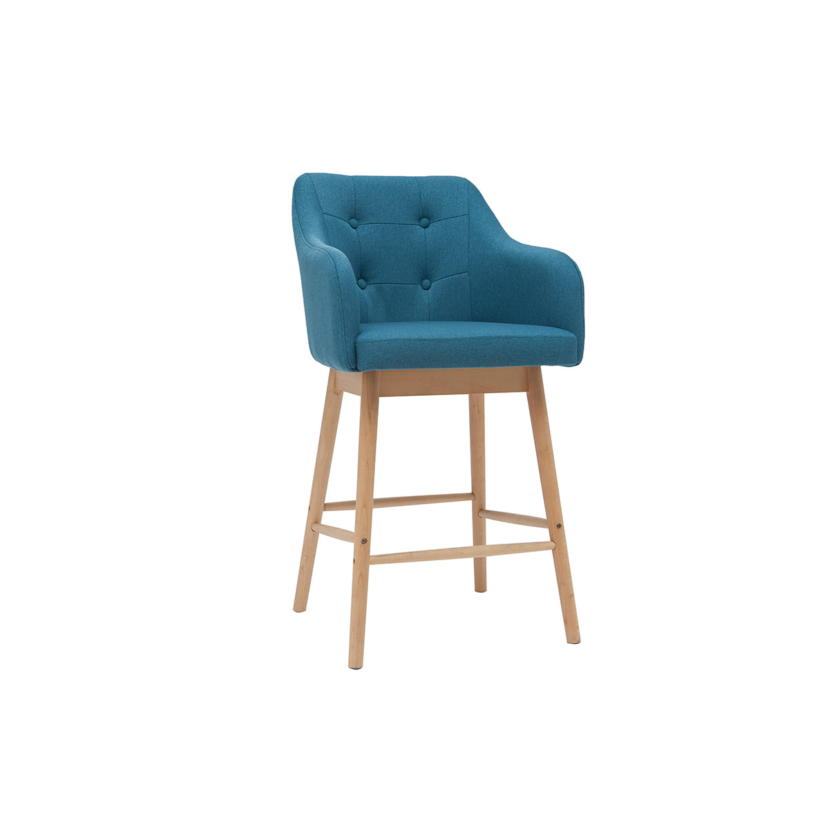 Tabourets de bar scandinaves bleu canard et bois H65 cm (lot de 2) BALTIK