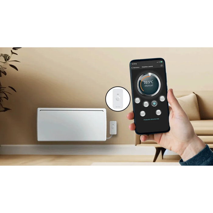 Radiateur électrique LCD céramique blanc 2000W UNO connecté