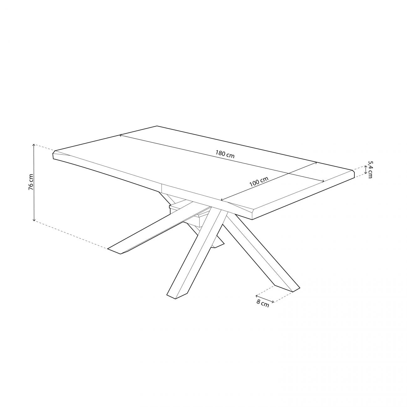 Mesa de comedor Xena Fit 180 Roble Honey - Negro