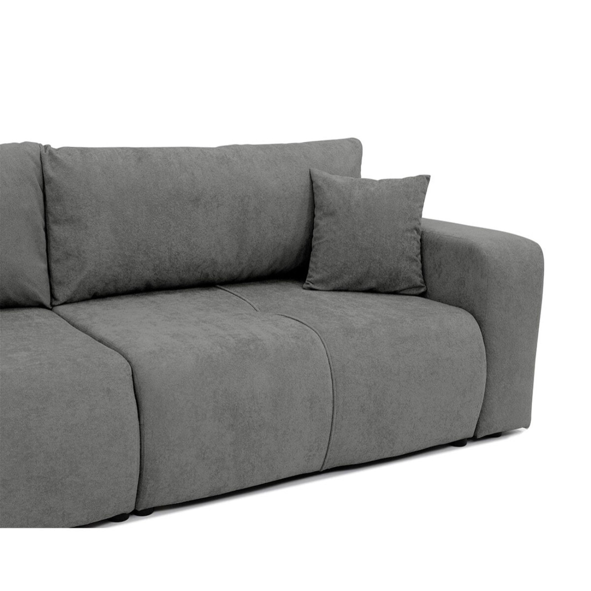 Nicole - Canapé droit 3 places convertible avec coffre en tissu - Gris