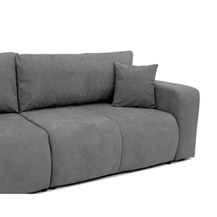 Nicole - Canapé droit 3 places convertible avec coffre en tissu - Gris