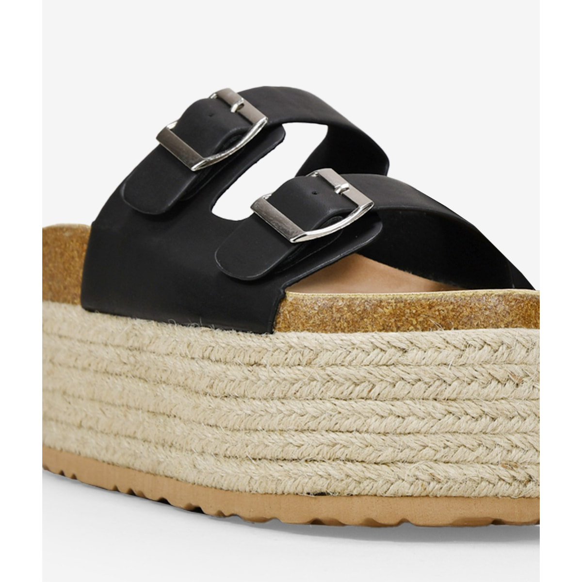 Sandalias con plataforma negras de esparto