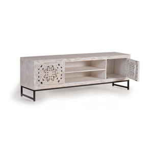 Mueble TV de Madera de Mango 170 Cm Estilo Étnico Boho Tallado