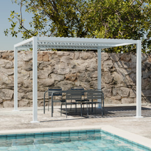 Pergola bioclimatique blanche. aluminium et acier. 3x3m. lames orientables