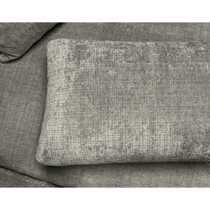 Miro - Canapé d'angle droit 4 places convertible avec coffre en velours texturé - Gris