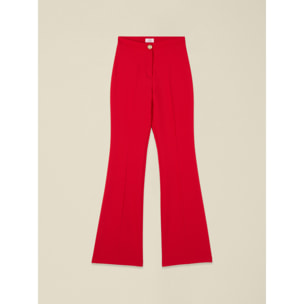 Oltre - Pantalones flare de talle alto - Rojo
