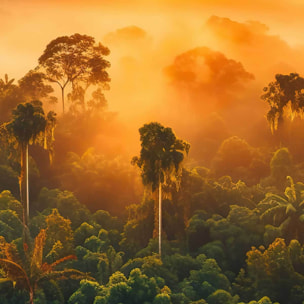 Affiche encadrée Panorama tropical lumineux Affiche + cadre en métal - Noir