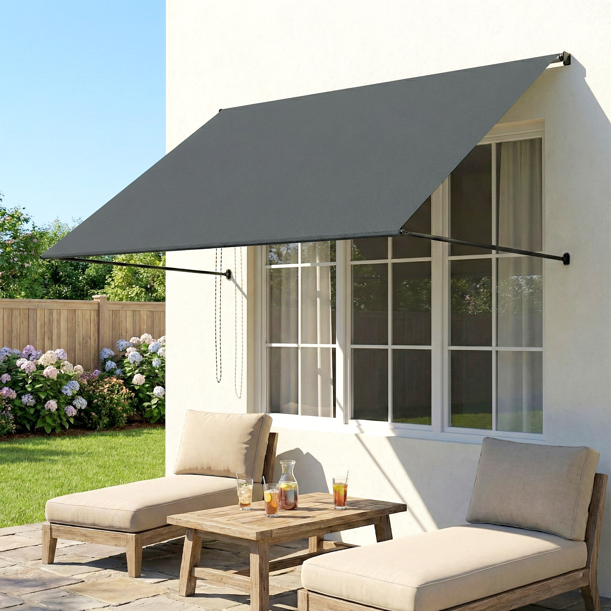 Store banne manuel inclinaison réglable acier alu. dim. 195L x 120l (avancée) cm polyester imperméabilisé anti-UV gris