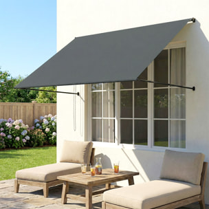 Store banne manuel inclinaison réglable acier alu. dim. 195L x 120l (avancée) cm polyester imperméabilisé anti-UV gris