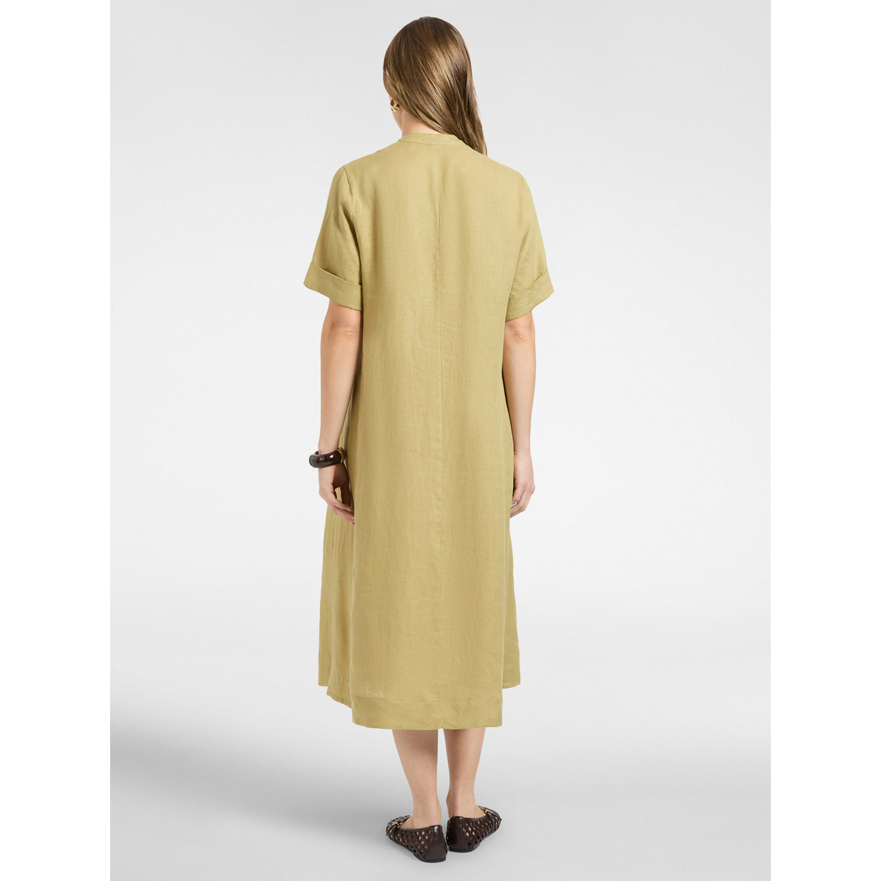 Elena Mirò - Abito in lino con scollo a V - Verde chiaro