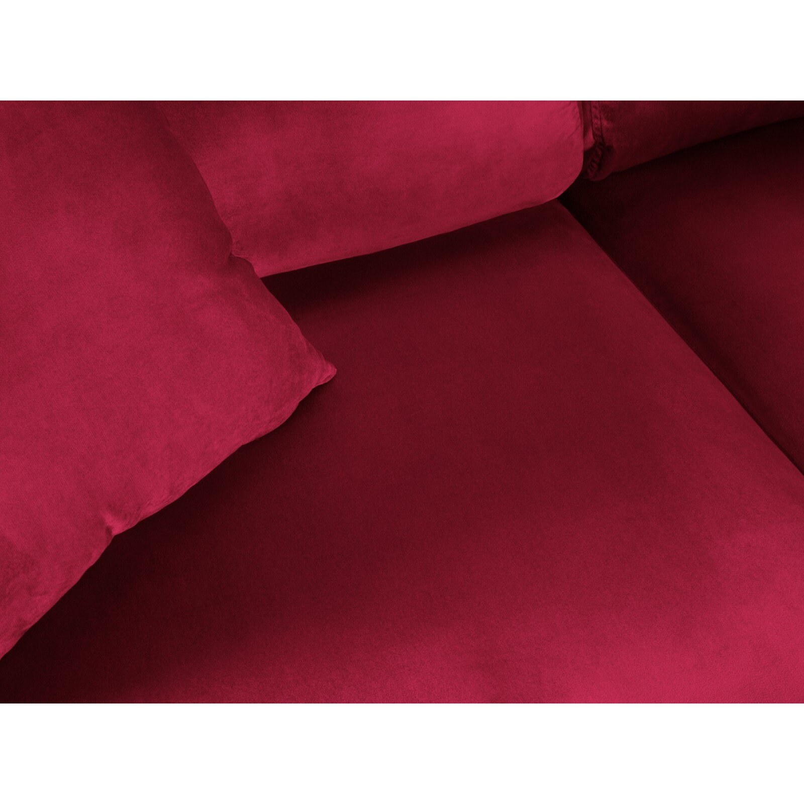 Canapé d'angle droit convertible avec coffre de rangement "Kyoto" 5 places en velours rouge