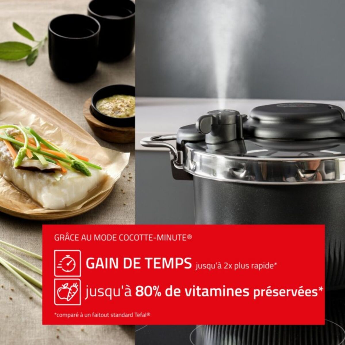 Autocuiseur SEB cocotte 3 en 1 TEMPO 6L noir