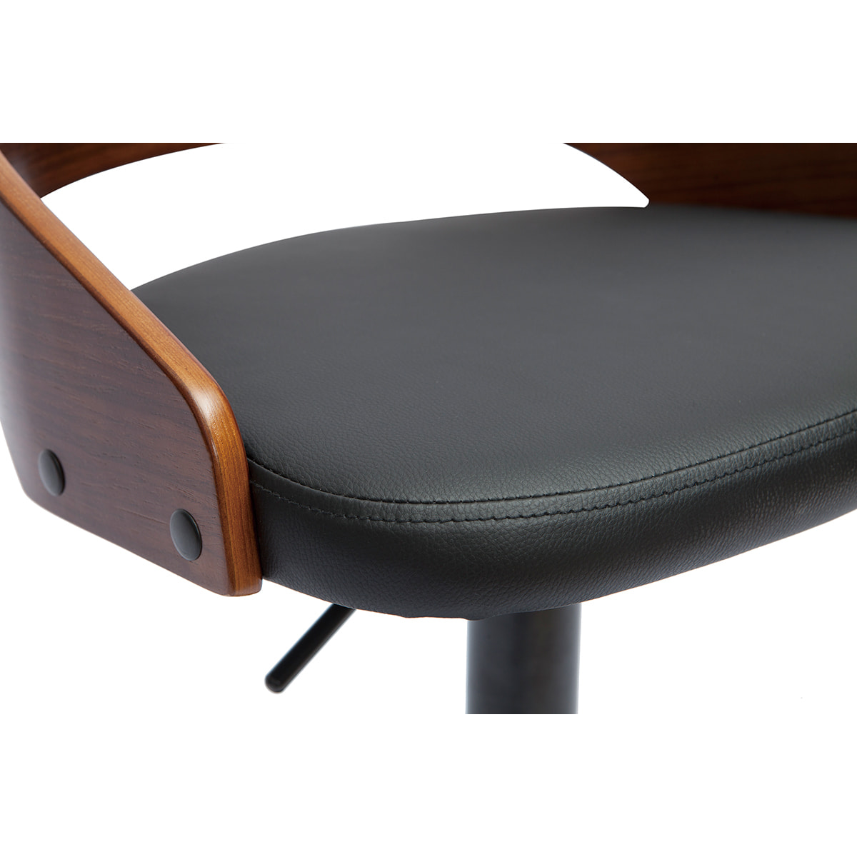Tabouret de bar réglable design noir et bois noyer MANO
