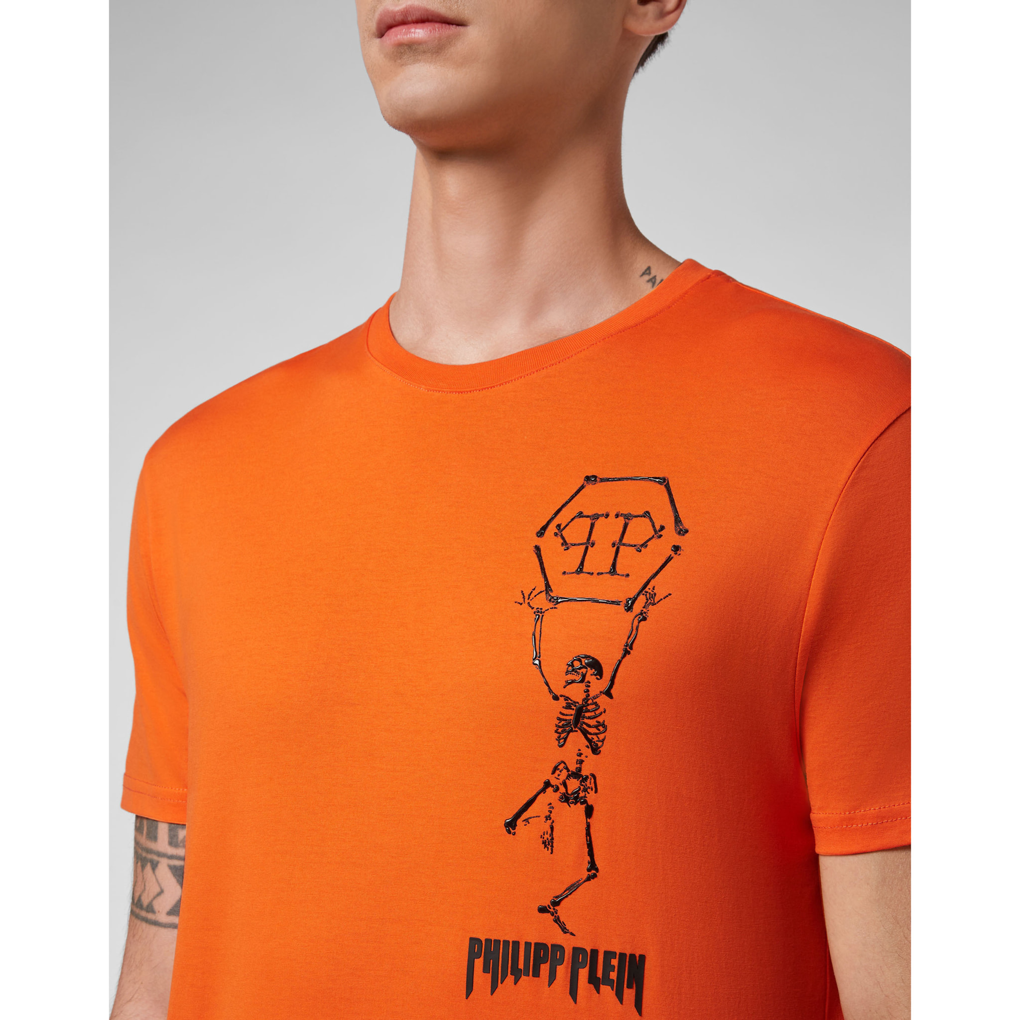 PHILIPP PLEIN T-shirt Round Neck SS Skeleton