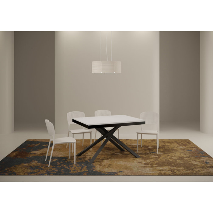 Table extensible 90x120/380 cm Karida Evolution frêne blanc cadre anthracite