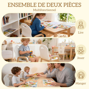 Lot de 2 chaises enfant style nordique en bois - hauteur réglable 4 niv. - empilables