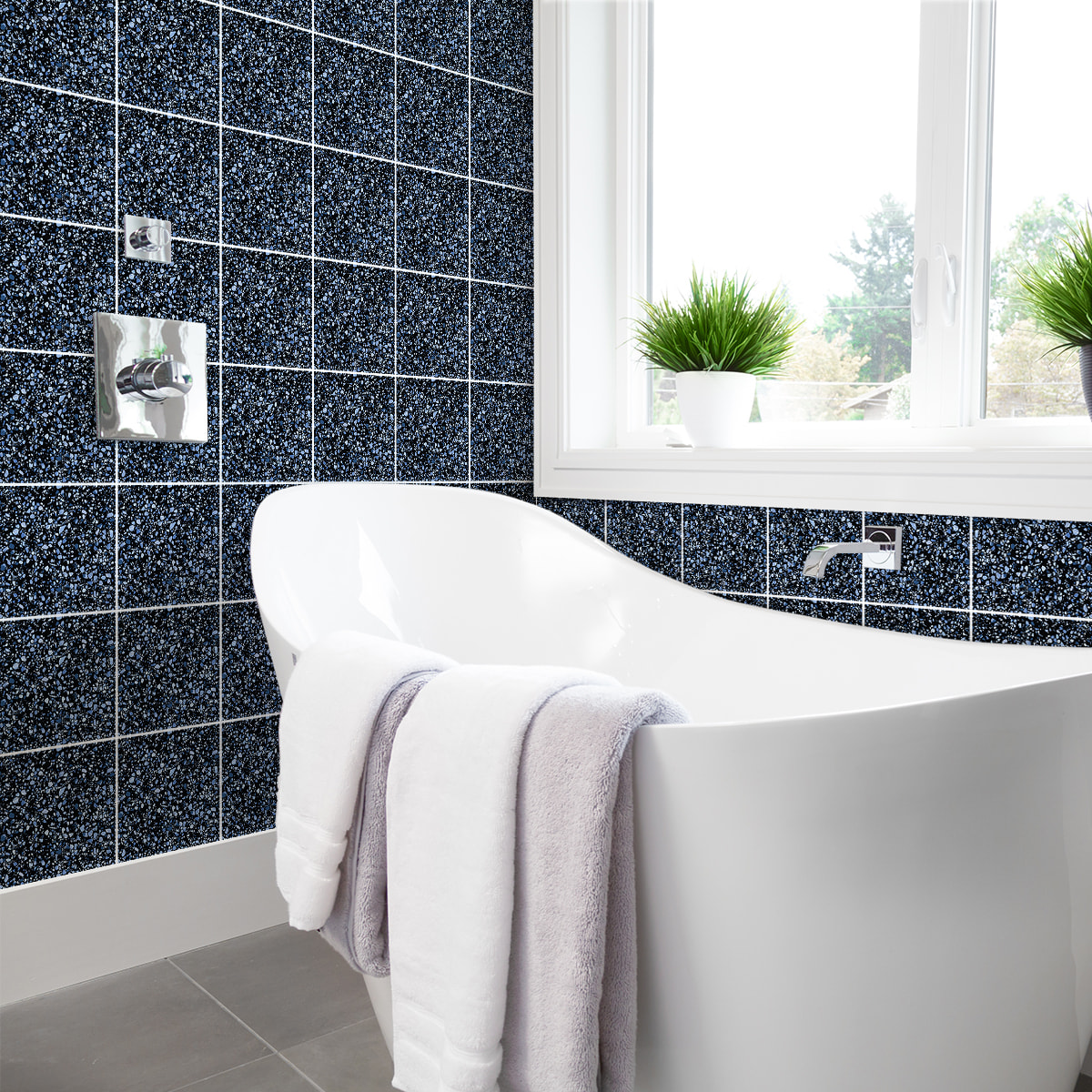 Stickers muraux - Sticker Mural Carrelage adhésif Cuisine Salle de Bain - 60 STICKERS CARRELAGES TERRAZZO BATIAS